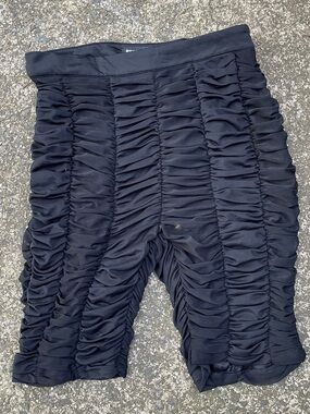 Rehab lab black mesh ruffle biker shorts